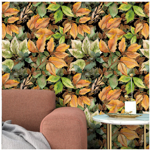 HaokHome 93145 Maple Leaf Rose Peel and Stick Wallpaper Fall Decor Removable Self Adhesive Wallpaper