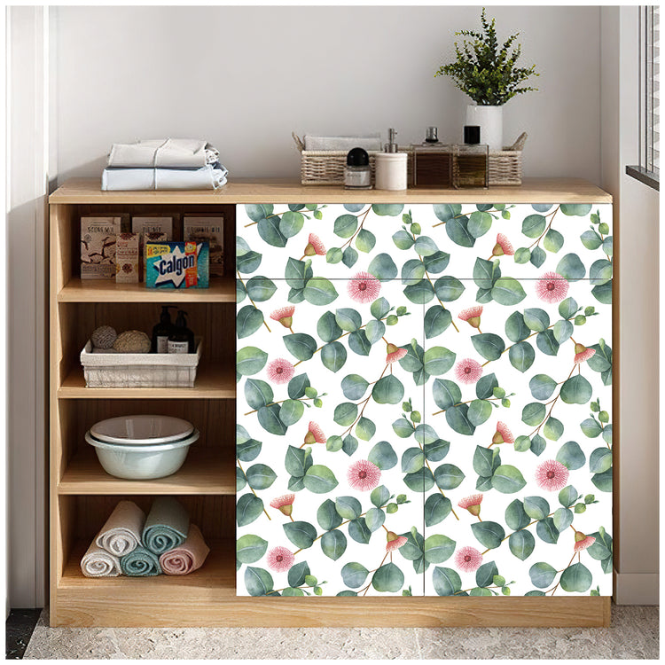 Leaves Wallpaper Peel and Stick Wallpaper Boho Green Pink for Walls
