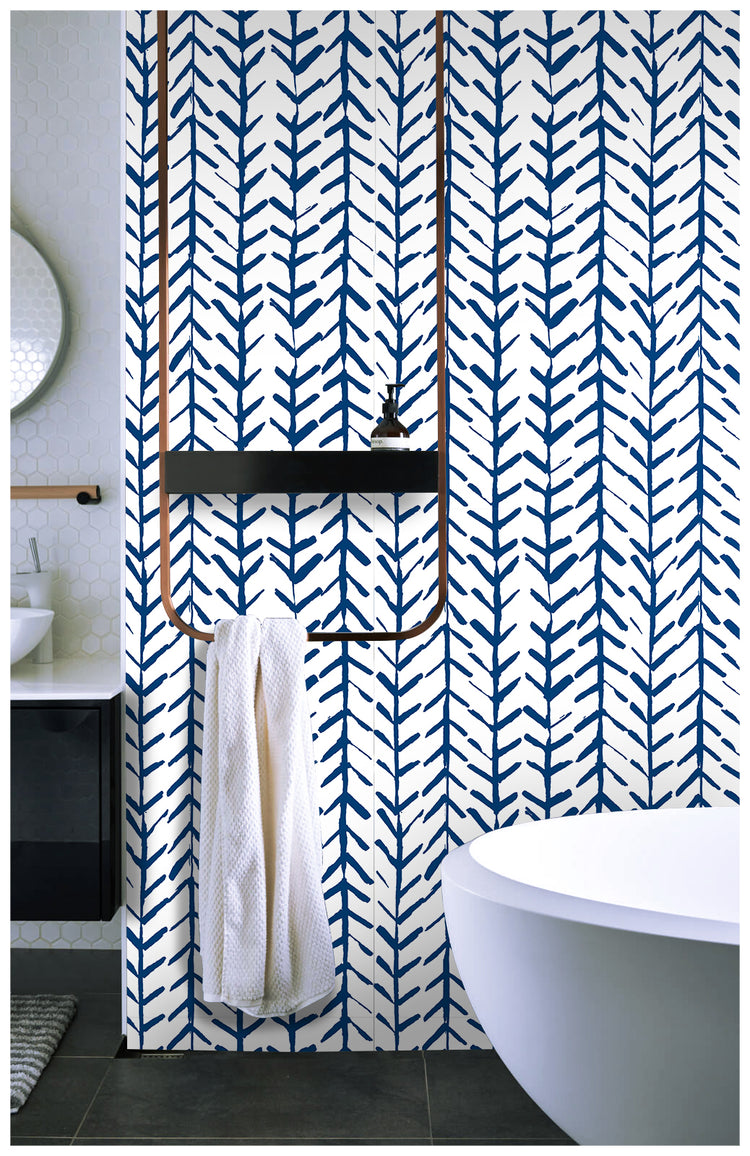 Indigo Geometric Wall Paper Peel and Stick Contact Paper for Cabinets Navy Blue Minimalist Removable Wall Paper