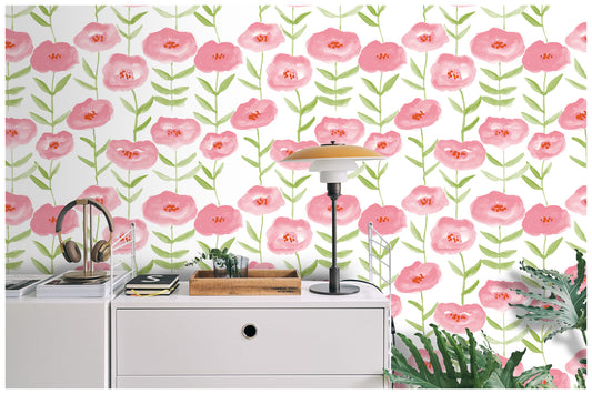 HaokHome 93056-1 Pink Peel and Stick Wallpaper Floral Pink Flowers Textured Contact Paper for Bedroom Wall Decor