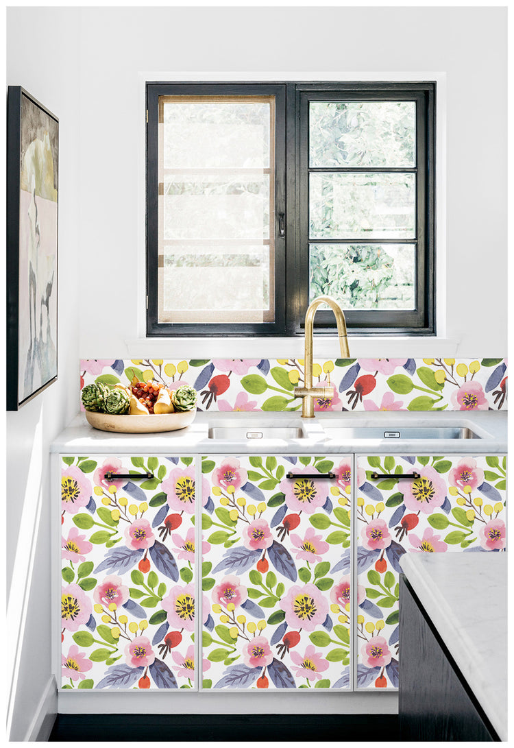 Watercolor Floral Peel and Stick Wallpaper Vinyl Self Adhesive Home Decorative Nursery