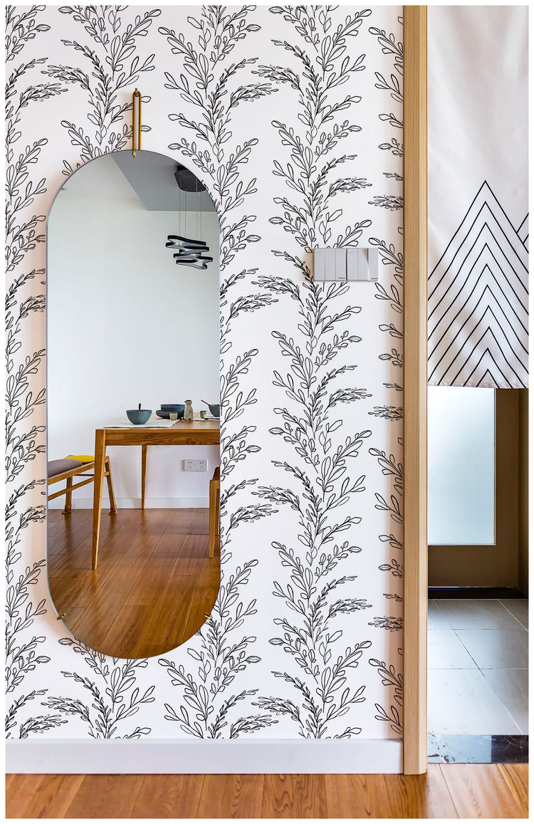 HaokHome 93172 Modern Sketched Leaf Floral Peel and stick wallpaper