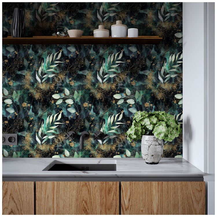 Boho Leaves Peel and Stick Wallpaper Removable Self Adhesive Mural