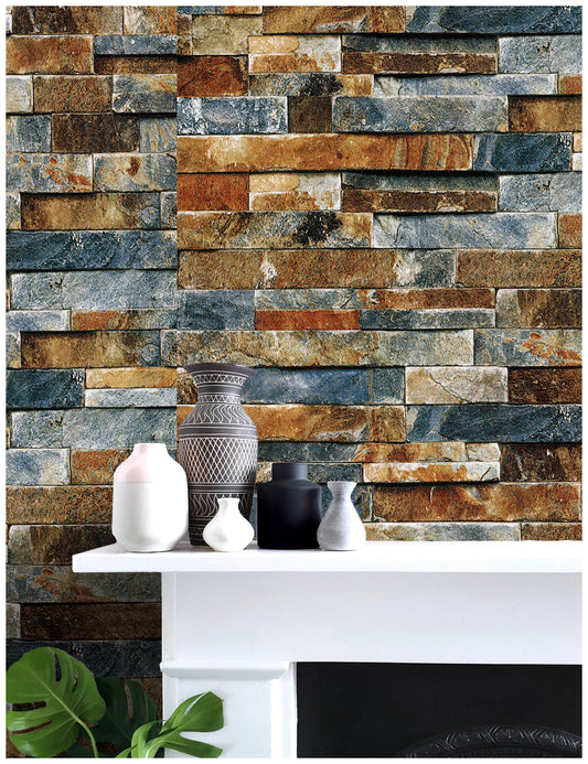 HaokHome 91063-3 Brick Peel and Stick Wallpaper Faux Stone Textured Wall Paper