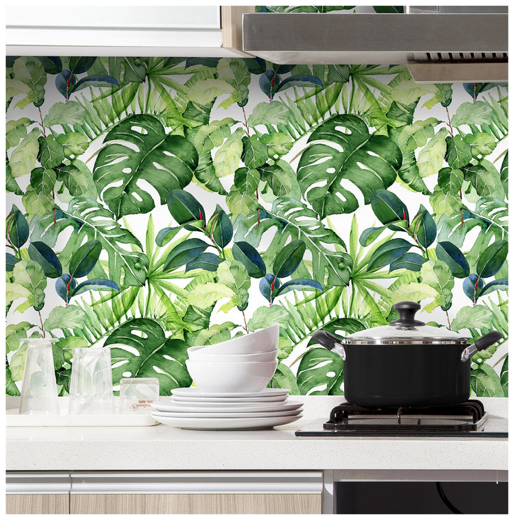 Tropical Wallpaper Peel and Stick Palm Leaves Removable Self-Adhesive Wallpaper