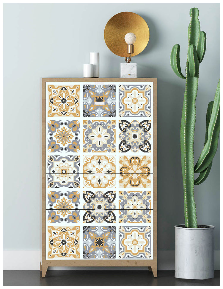 Moroccan Tiles Wallpaper Peel and Stick Beige Colorful Wallpaper for Bedroom Kitchen