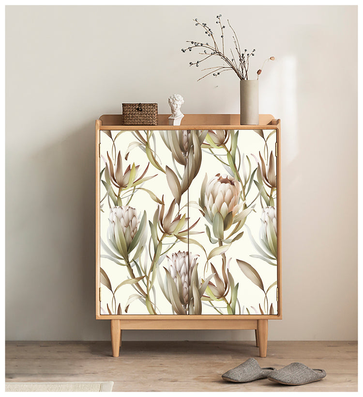 Retro Flowers Peel and Stick Wallpaper Floral Sticker Pull Removable Contact Paper for Cabinets