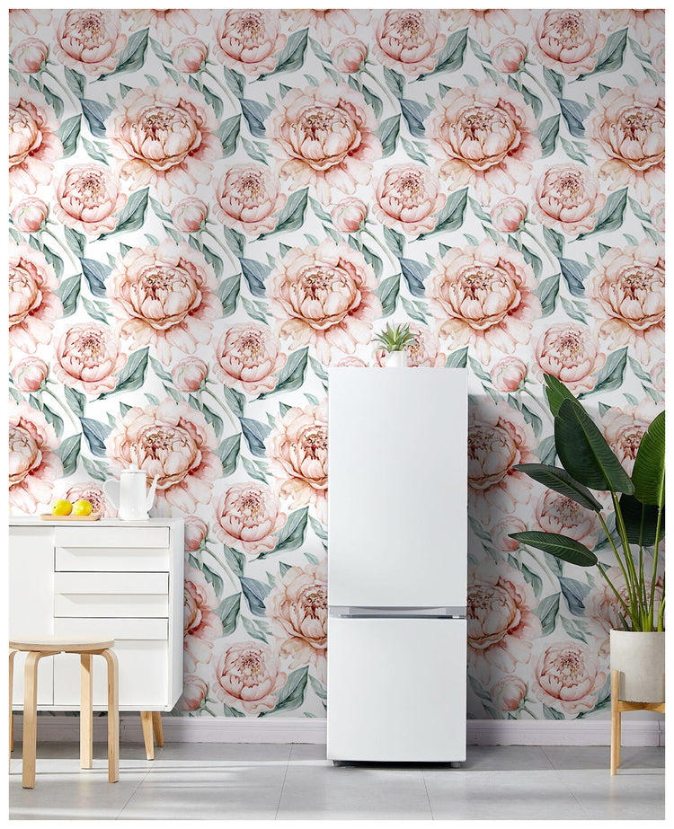 HaokHome 93237 Pink Floral Wallpaper Peel and Stick Large Flower Removable Wall Paper
