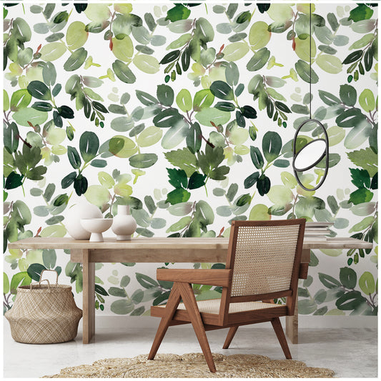 HaokHome 93230 Green Leaf Peel and Stick Wallpaper Removable Self Adhesive Contact Paper