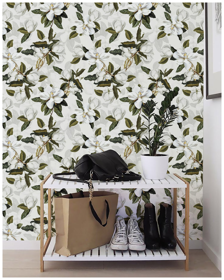 Gardenia Floral Peel and Stick Wallpaper Vinyl Self Adhesive Mural