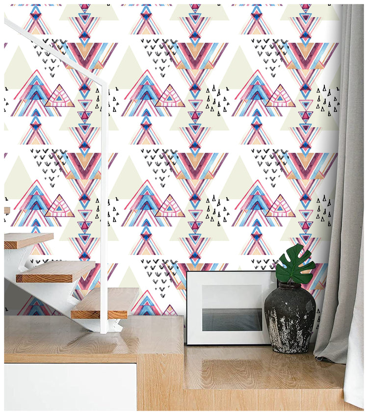 Colorful Geometry Peel and Stick Wallpaper Removable Vinyl Decor