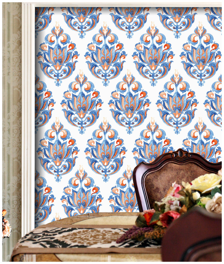 Damask Wallpaper Peel Stick Vintage Wallpaper for Ancient Furniture and Walls Decor