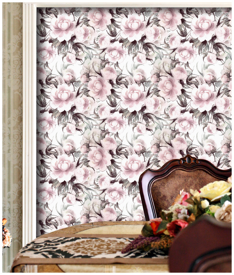 Peonies Floral Rose Peel and Stick Wallpaper Removable Vinyl Self Adhesive ContactPaper