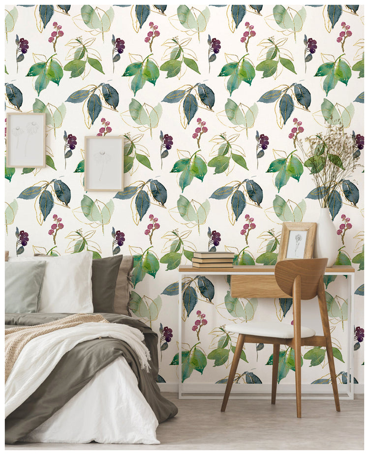 Peel and Stick Wallpaper Boho Botanic Removable Contact Paper Green Leaf for Home Decor