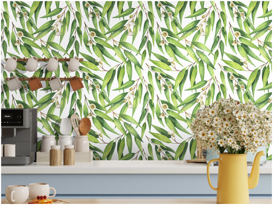 HaokHome 93139 Green Floral Leaf Contact Paper Peel and Stick Wallpaper DIY Boho Wall Decor