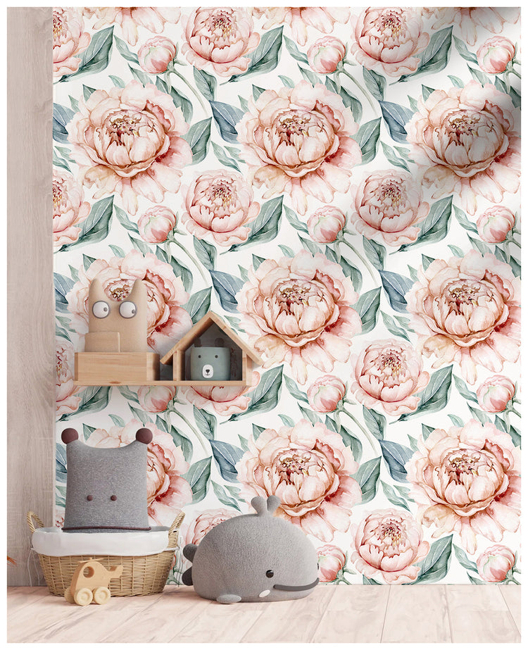 Pink Floral Wallpaper Peel and Stick Large Flower Removable Wall Paper