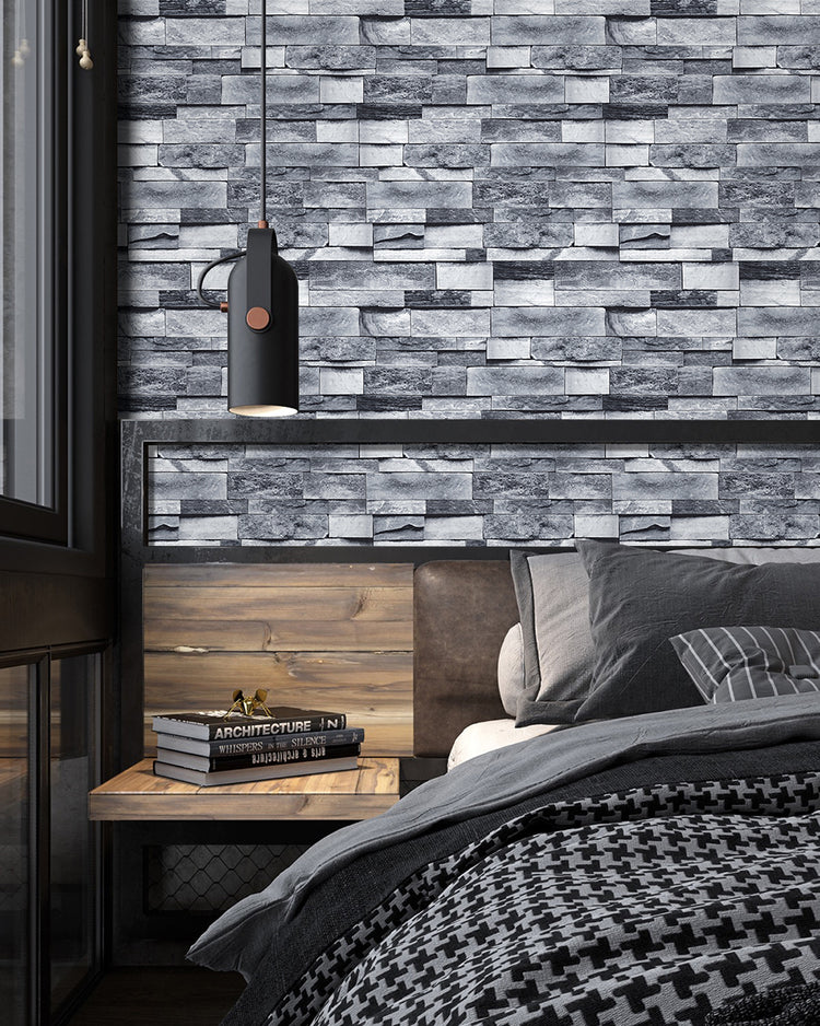 Brick Wallpaper Grey Brick Contact Paper for Modern Gray Industrial Style Decoration