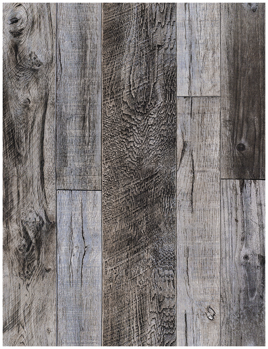 HaokHome 92048-1 Distressed Wood Plank Shiplap Wallpaper Grey