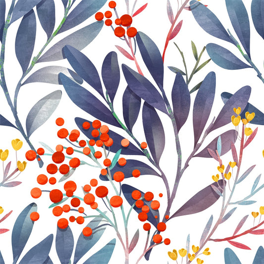 HaokHome 93031 Watercolor Floral Peel and Stick Wallpaper Blue Red Leaf Vinyl Self Adhesive Shelf Liner Contact Paper