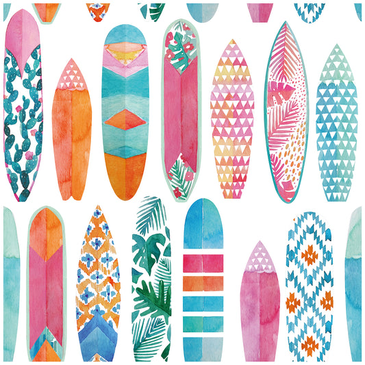 Peel and Stick Wallpaper Surfboard Colorful Trellis Mural Removable Contact Paper, Fun Patterned Modern Wallpaper