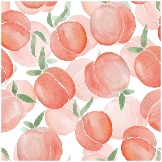 Watercolor Peaches Wallpaper Peel and Stick Pink Fruit Self Adhesive Contact Paper for Girls Room Wall Decor