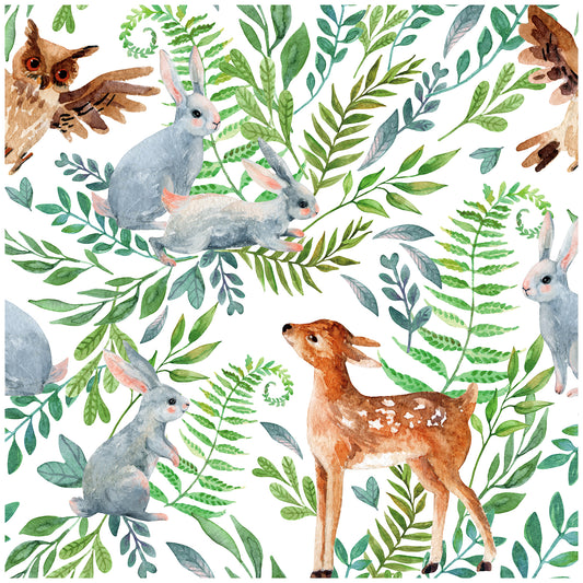 HaokHome 93085 Forest Wallpaper Fairy Animals Peel and Stick Wallpaper with Deer Rabbit Owl Patterned Kids Wallpaper