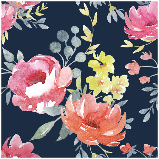 HaokHome 93115 Watercolor Floral Wallpaper Peony Wallpaper Pink Orange Flower Wall Paper for Wall Decoration