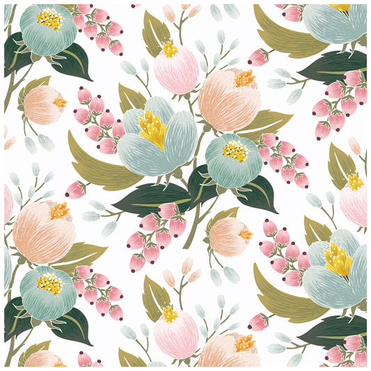 HaokHome 93165 Spring Floral Peel and Stick Wallpaper Removable Home Decor Vinyl ContactPaper