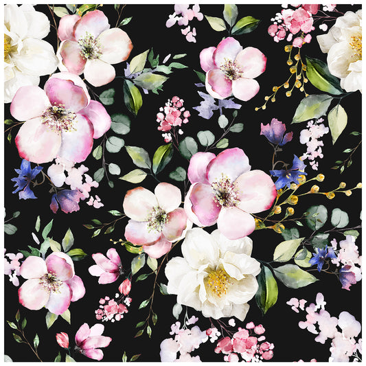 HaokHome 93170-1 Black/Pink Floral Peel and Stick Wallpaper Self Adhesive Mural Decorations