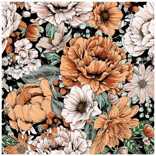 NextWall Orange and Ebony Garden Block Floral Vinyl Peel and Stick Wallpaper  Roll 3075 sq ft NW45306  The Home Depot