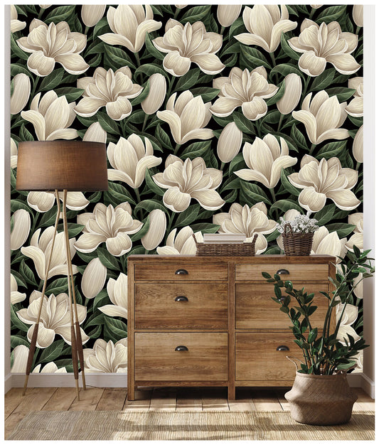 HaokHome 93240 Lily Flower Peel and Stick Wallpaper Removable Self Adhesive Decorative