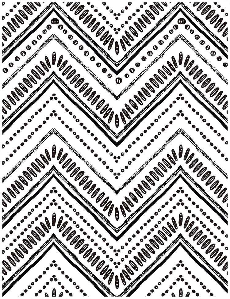 Modern Boho Chevron Black and White Peel and Stick Wallpaper