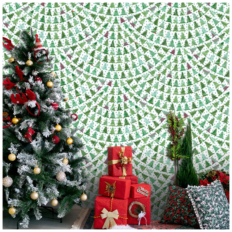 HaokHome 96056 Green Christmas Tree Wallpaper Peel and Stick for Christmas Decorations Contact Paper