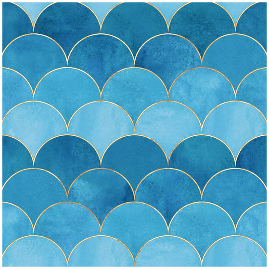 HaokHome 96073 Blue Tiles Peel and Stick Wallpaper Geometric Modern Marble Wall Paper