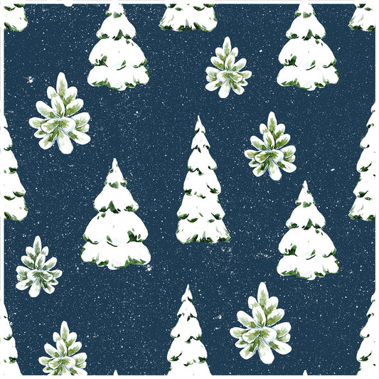 Snow Tree Wallpaper Removable Christmas Decoration Wallpaper, Green and Blue