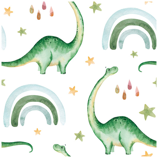 HaokHome 99026 Cute Dinosaur Peel and Stick Wallpaper Rainbow Raindrop Removable Contact Paper for Kids Bedroom Nursery Decoration