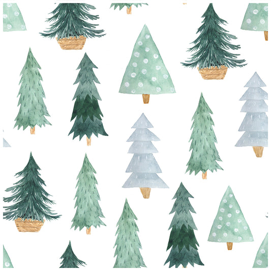 Watercolor Christmas Tree Wallpaper Christmas Wall Decor Forest Wall Paper