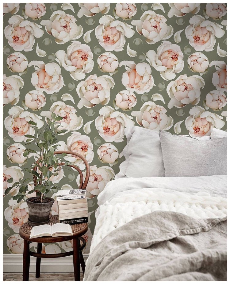 Removable Wallpaper Peel and Stick Contact Paper Floral Oliva Wall Decor