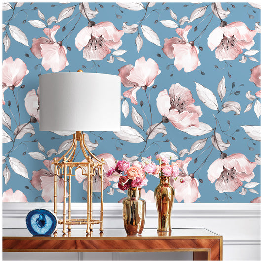 HaokHome 93204-1 Large Floral Peel and Stick Wallpaper Removable Self Adhesive Home Decor