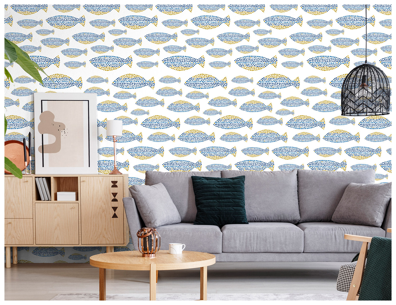  Abstract Fish Wallpaper Peel and Stick Blue Removable Contact Paper