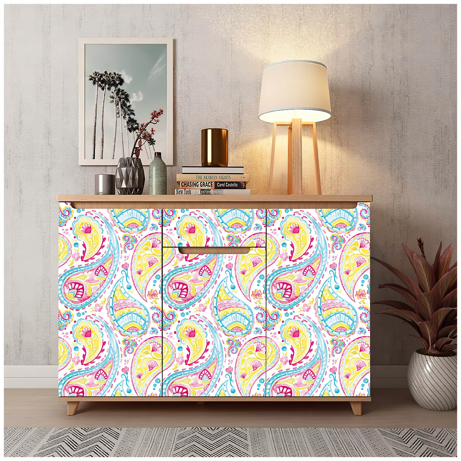 Haokhome 93076 Abstract Paisley Floral Wallpaper Peel and Stick Removable Wallpaper Blue Pink Contact Wall Paper Rolls