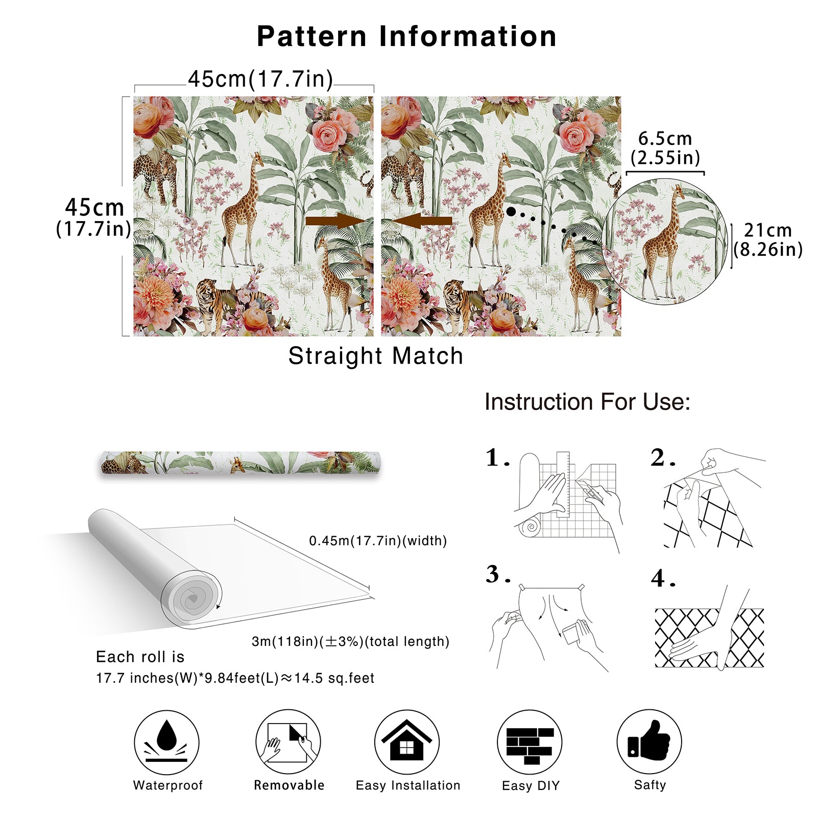 HaokHome 93243 Animal Forest Peel and Stick Wallpaper Removable Vinyl Self Adhesive DIY Decor