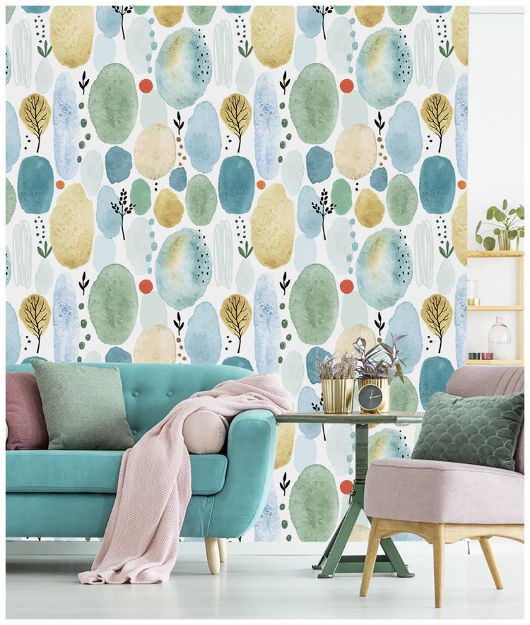Watercolor Forest Peel and Stick Wallpaper Removable Self Adhesive Home Decor