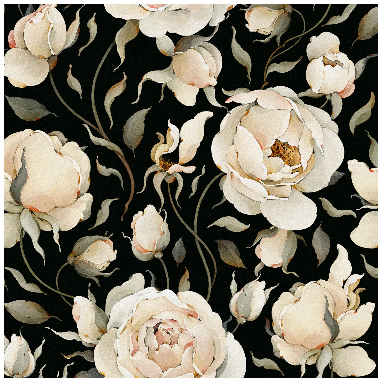 HaokHome 93242-1 Black Flower Peel and Stick Wallpaper Removable Vinyl Self Adhesive DIY Decor