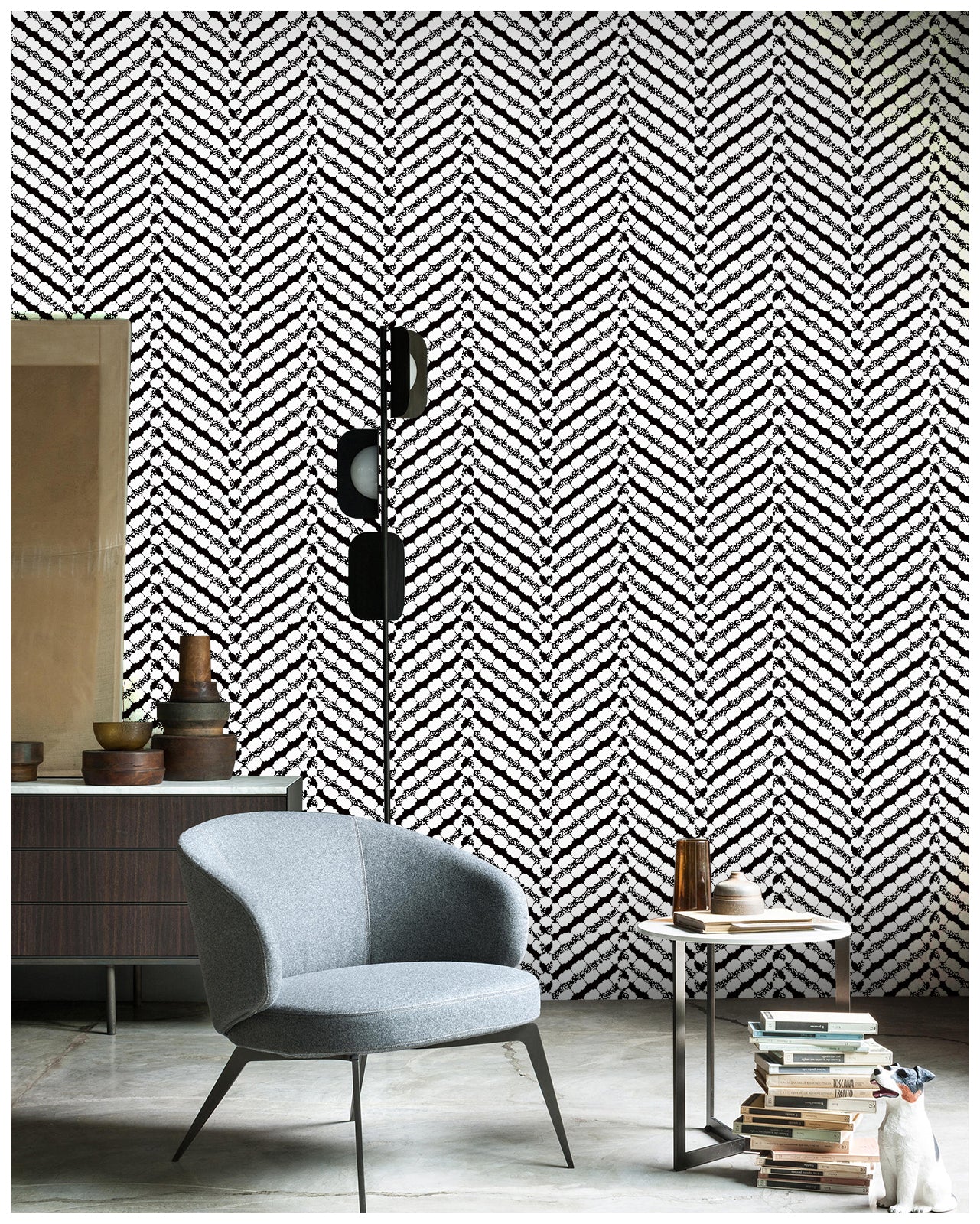 HaokHome 96045-1 Black Geometry Peel and Stick Wallpaper Removable self adhesive wallpaper