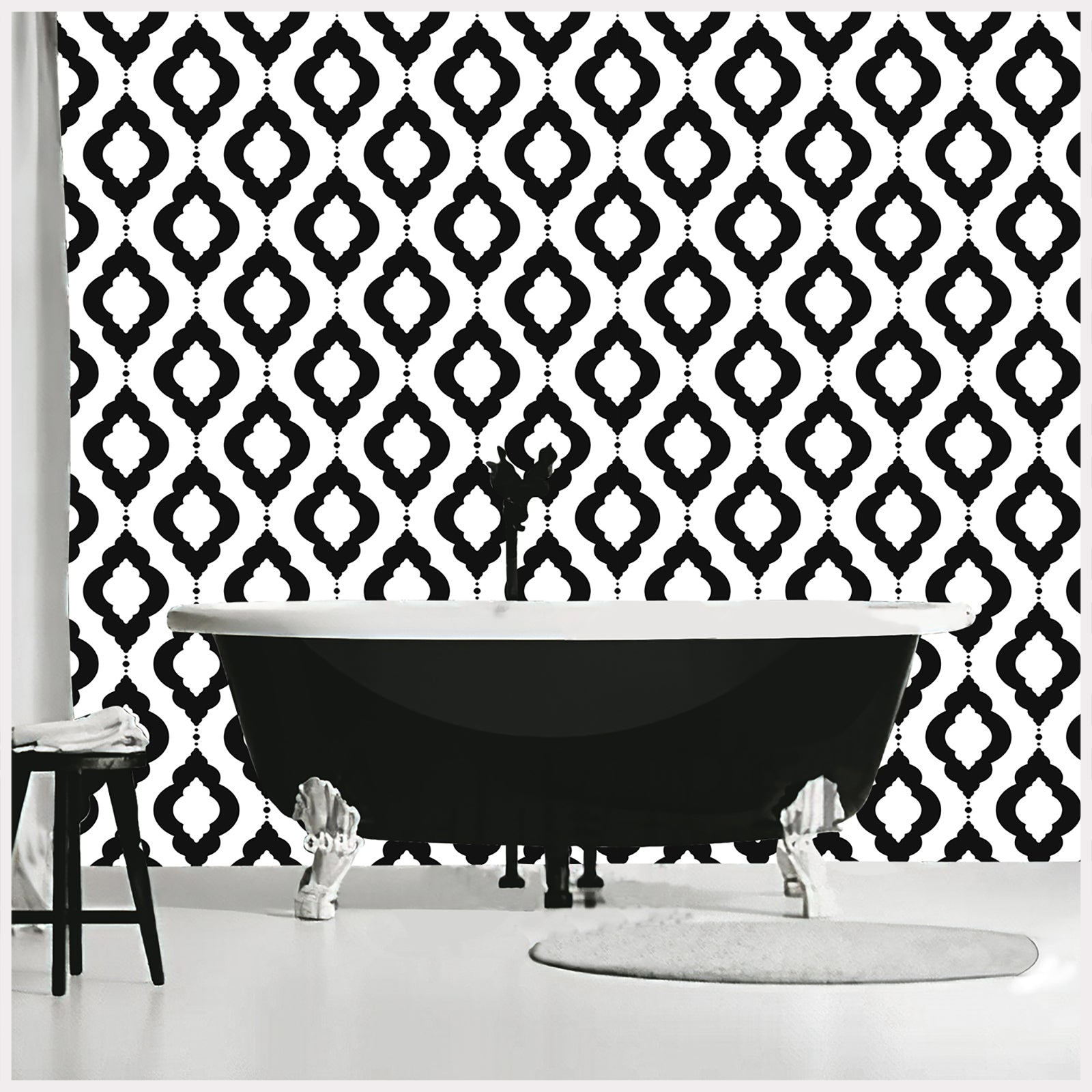 Haokhome 96026-1 Black and White Wallpaper Geometric Tiles Peel and Stick Contact Wall Paper Modern Minimalist Style