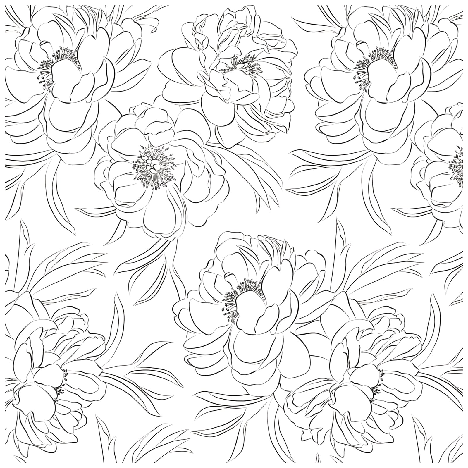 HaokHome 93251-1 Black and White Wallpaper Peel and Stick Removable Sketch Floral Wall Paper