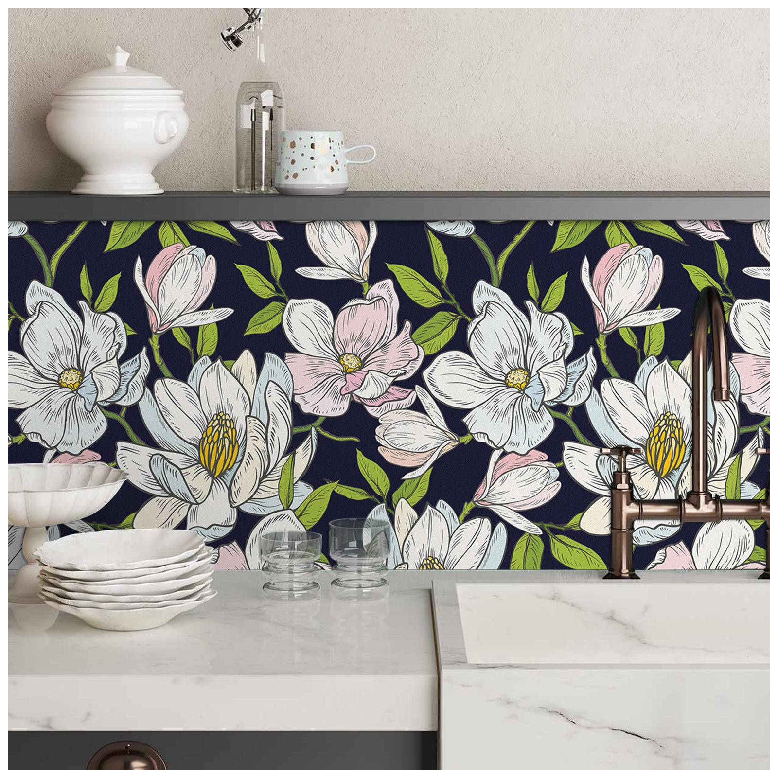 HaokHome 93234 Blooming Flower Peel and Stick Wallpaper Removable Vinyl Self Adhesive Decor