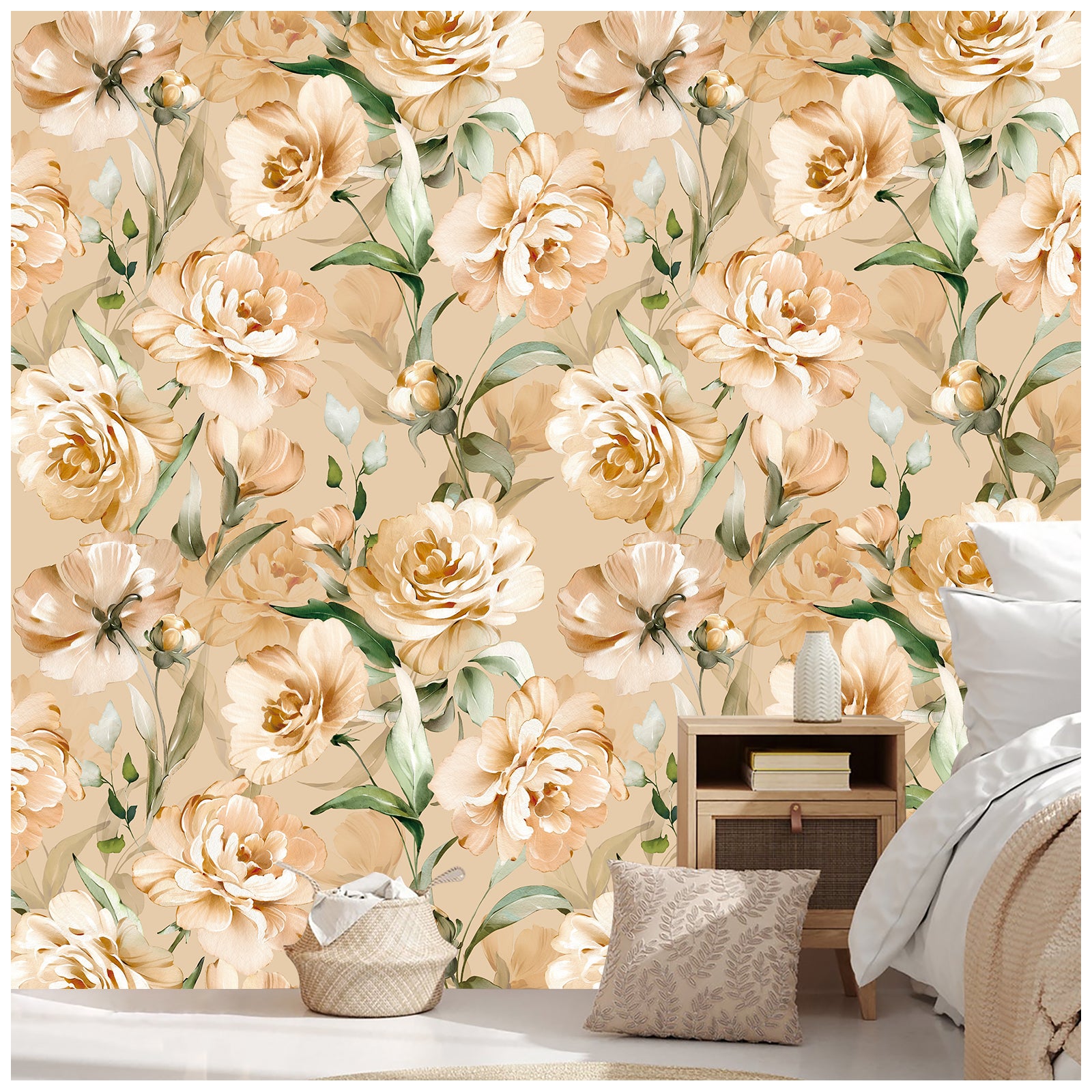 HaokHome 93239 Blooming Rose Peel and Stick Wallpaper Removable Self Adhesive Decor