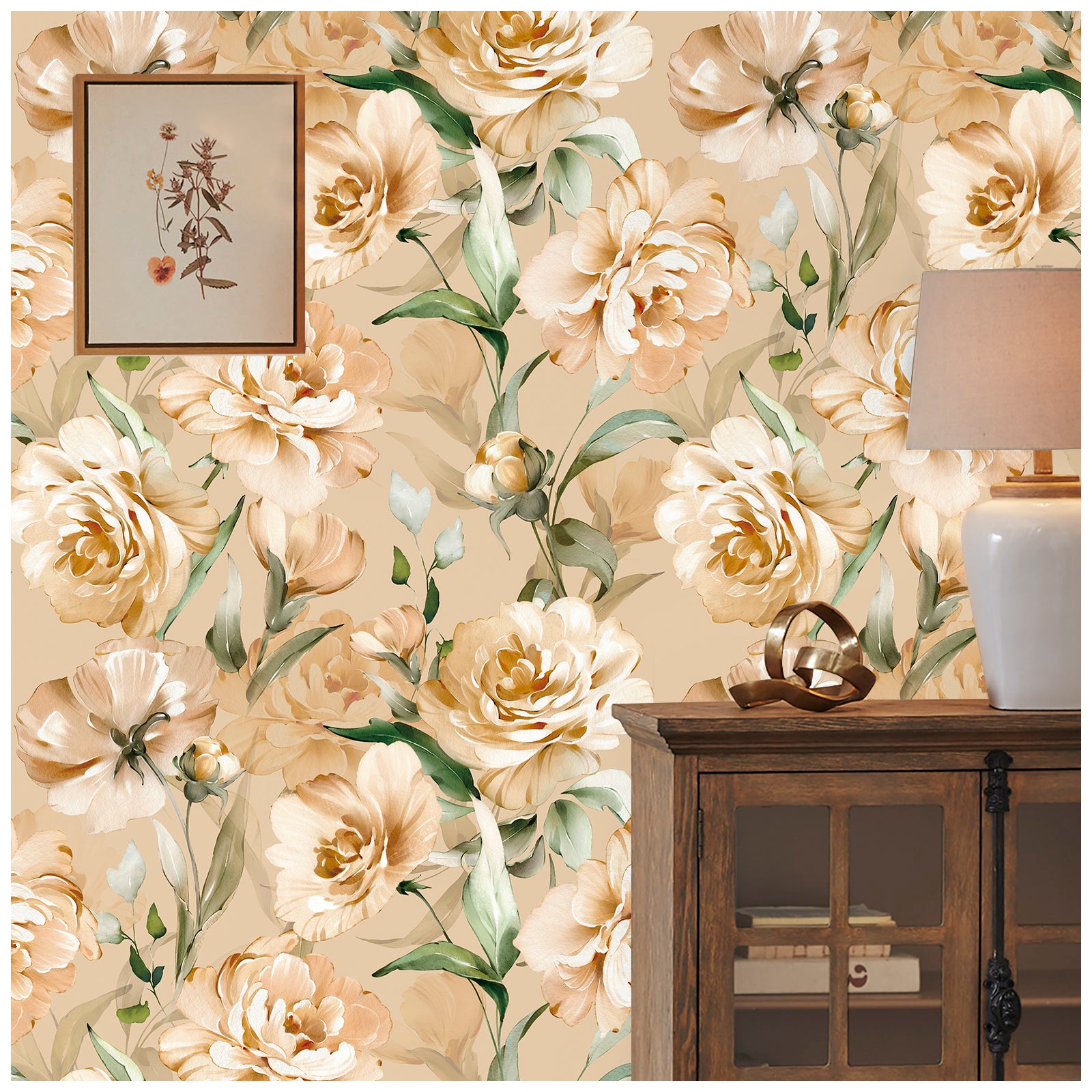 HaokHome 93239 Blooming Rose Peel and Stick Wallpaper Removable Self Adhesive Decor